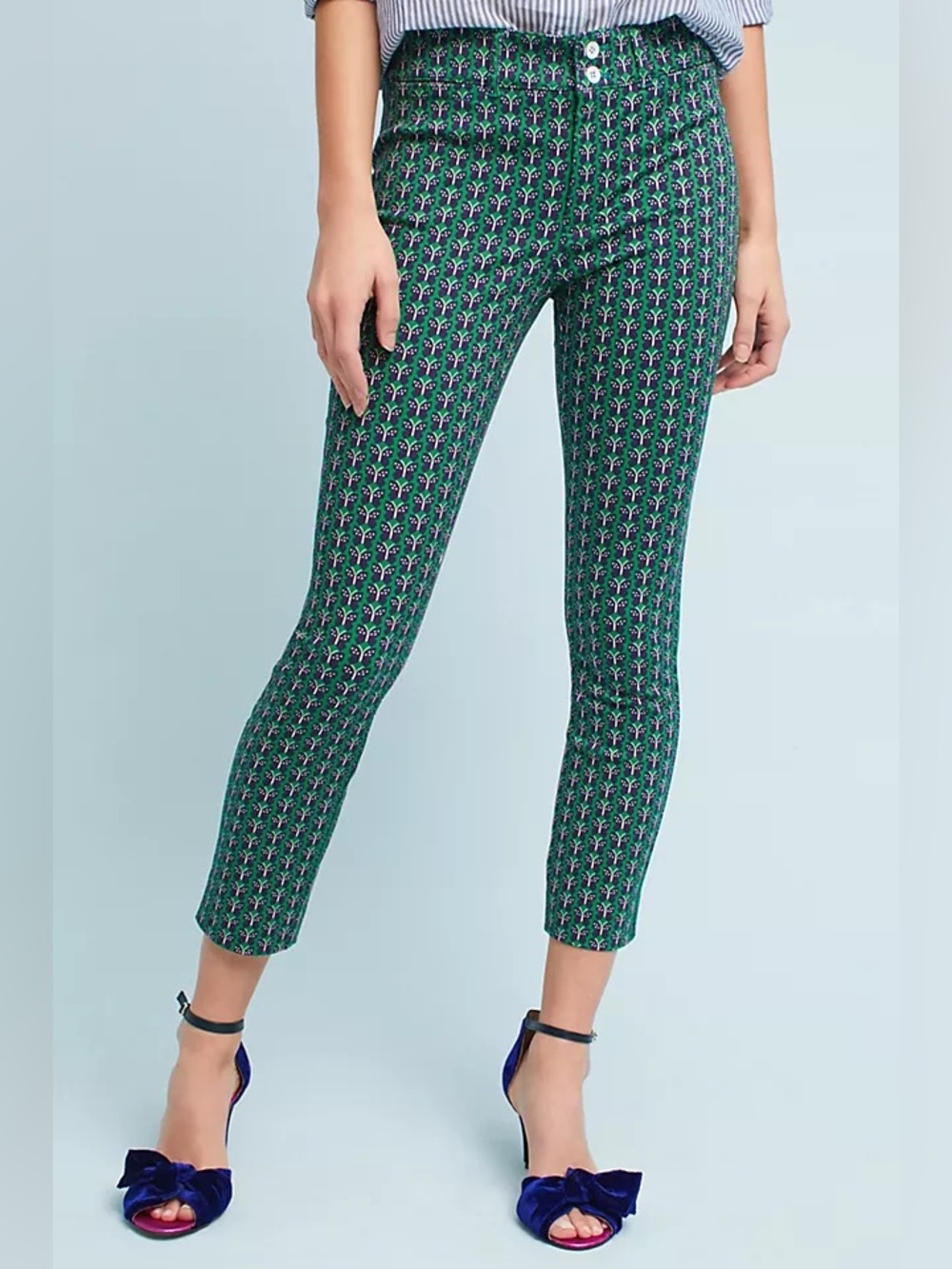 Anthropologie Patterned Essential Slim Trousers